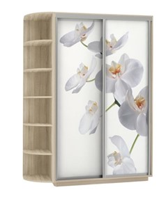 Шкаф 2-х створчатый Экспресс 1500x600x2200, со стеллажом, Орхидея белая/дуб сонома в Перми