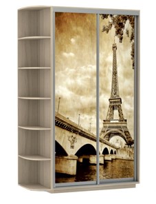 Шкаф 2-створчатый Хит, 1500x600x2200, фотопечать, со стеллажом, париж, шимо светлый в Соликамске