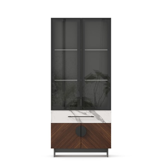 Распашной комбинированный шкаф 880 Вилена ЛД 138.150.000, Оникс Серый/Монте белый в Перми - изображение 3