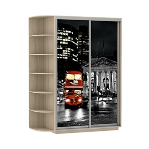 Шкаф 2-х дверный Экспресс 1700x600x2200, со стеллажом, Ночной Лондон/шимо светлый в Перми - предосмотр