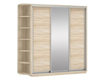 Шкаф 3-х дверный Экспресс (ДСП/Зеркало/ДСП) со стеллажом, 2700х600х2200, дуб сонома в Перми