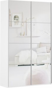Шкаф двухдверный Прайм (Зеркало/Зеркало) 1600x570x2300, белый снег в Перми