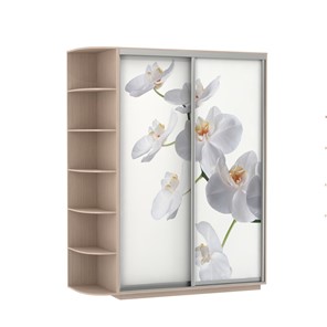 Шкаф Экспресс 1900x600x2200, со стеллажом, Орхидея белая/дуб молочный в Перми - предосмотр