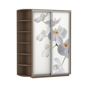 Шкаф Экспресс 1500x600x2200, со стеллажом, Орхидея белая/шимо темный в Перми