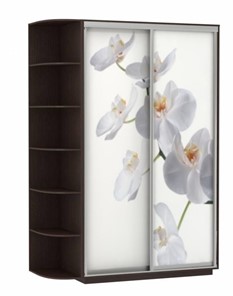 Шкаф Хит, 1500x600x2200, фотопечать, со стеллажом, белая орхидея, венге в Перми