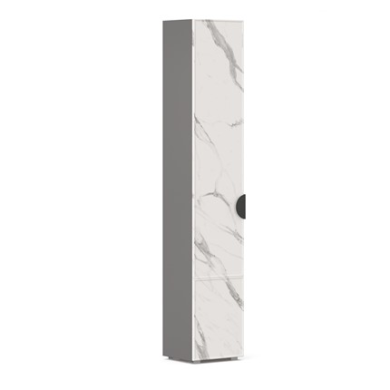Шкаф одностворчатый 400 левый Вилена ЛД 138.120.000, Оникс Серый/Монте белый в Перми - изображение