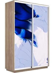 Шкаф двухдверный Экспресс 1200x450x2200, Абстракция бело-голубая/дуб сонома в Перми - предосмотр