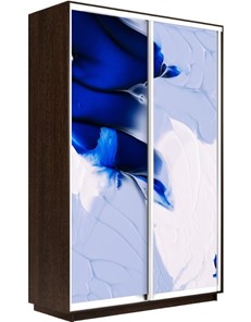 Шкаф Экспресс 1200x450x2200, Абстракция бело-голубая/венге в Перми
