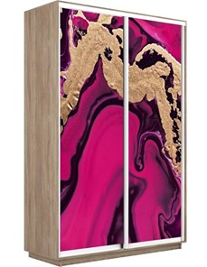 Шкаф двухдверный Экспресс 1200x450x2200, Абстракция розовая/дуб сонома в Перми - предосмотр