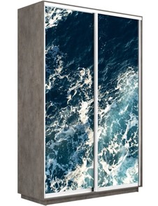 Шкаф 2-х створчатый Экспресс 1200x450x2400, Морские волны/бетон в Перми