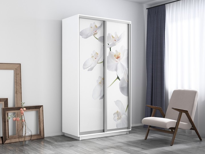 Шкаф двухдверный Экспресс 1200x600x2200, Орхидея белая/белый снег в Перми - изображение 3