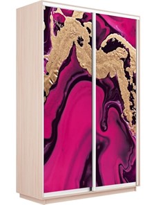 Шкаф 2-дверный Экспресс 1200x600x2400, Абстракция розовая/дуб молочный в Перми - предосмотр