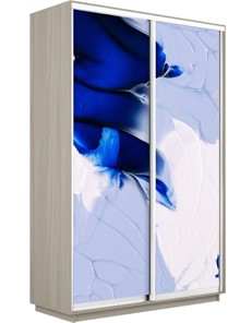 Шкаф Экспресс 1400x450x2200, Абстракция бело-голубая/шимо светлый в Перми - предосмотр