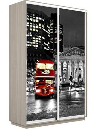 Шкаф-купе 2-х дверный Экспресс 1400x450x2200, Ночной Лондон/шимо светлый в Перми - изображение
