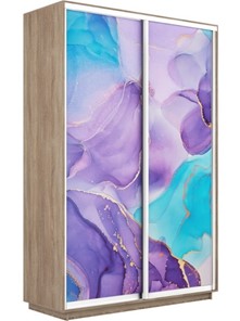 Шкаф 2-створчатый Экспресс 1400x450x2400, Абстракция фиолетовая/дуб сонома в Перми