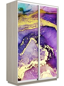 Шкаф 2-дверный Экспресс 1400x450x2400, Абстракция фиолетово-золотая/шимо светлый в Перми