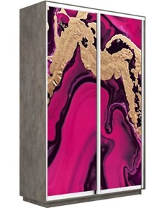 Шкаф 2-створчатый Экспресс 1400x450x2400, Абстракция розовая/бетон в Перми - предосмотр