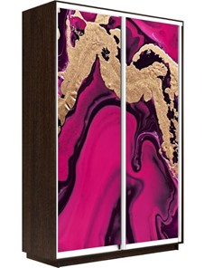 Шкаф 2-х дверный Экспресс 1400x450x2400, Абстракция розовая/венге в Перми