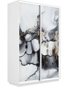 Шкаф 2-створчатый Экспресс 1400x450x2400, Абстракция серая/белый снег в Перми
