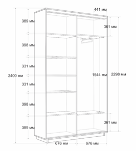 Шкаф 2-х дверный Экспресс 1400x450x2400, Абстракция серая/бетон в Перми - предосмотр 3