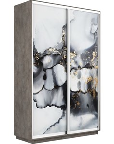 Шкаф 2-х дверный Экспресс 1400x450x2400, Абстракция серая/бетон в Перми - предосмотр