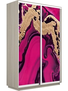 Шкаф 2-х дверный Экспресс 1400x600x2200, Абстракция розовая/шимо светлый в Перми