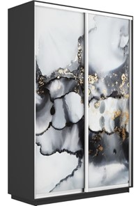 Шкаф 2-х дверный Экспресс 1400x600x2200, Абстракция серая/серый диамант в Перми - предосмотр