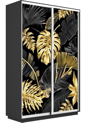 Шкаф Экспресс 1400x600x2200, Листья золото/серый диамант в Перми - изображение