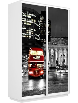 Шкаф-купе Экспресс 1400x600x2200, Ночной Лондон/белый снег в Перми - изображение