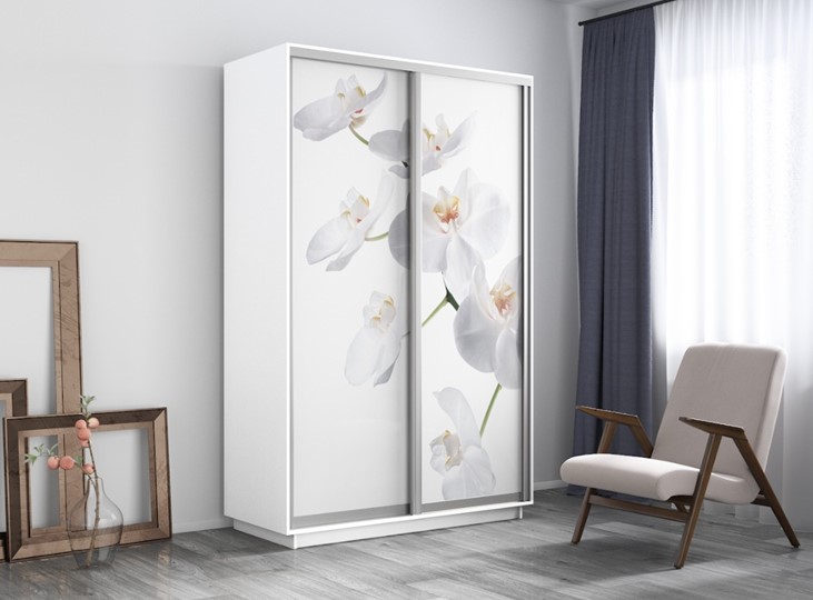 Шкаф 2-дверный Экспресс 1400x600x2200, Орхидея белая/белый снег в Перми - изображение 3