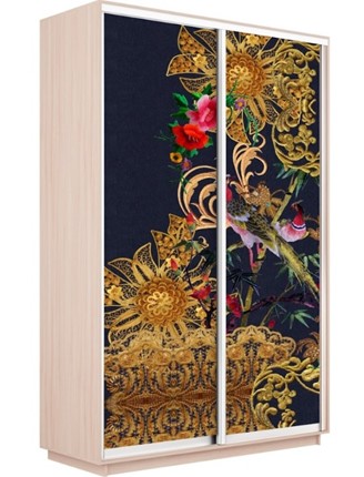 Шкаф 2-створчатый Экспресс 1400x600x2200, Золотой орнамент/дуб молочный в Перми - изображение