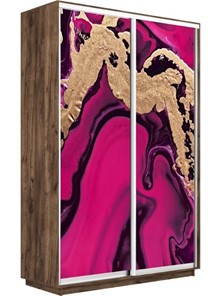 Шкаф 2-створчатый Экспресс 1400x600x2400, Абстракция розовая/дуб табачный в Перми - предосмотр