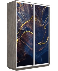 Шкаф 2-х створчатый Экспресс 1400x600x2400, Абстракция золотая пыль/бетон в Перми