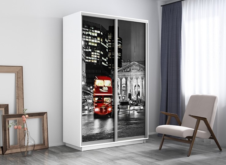 Шкаф 2-х дверный Экспресс 1400x600x2400, Ночной Лондон/белый снег в Перми - изображение 3
