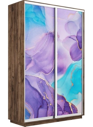 Шкаф двухдверный Экспресс 1600x450x2200, Абстракция фиолетовая/дуб табачный в Перми - изображение