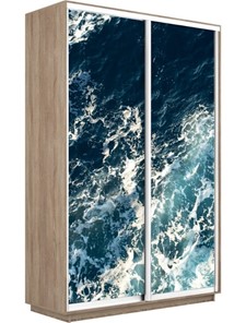 Шкаф 2-створчатый Экспресс 1600x450x2200, Морские волны/дуб сонома в Перми - предосмотр