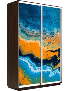 Шкаф 2-створчатый Экспресс 1600x600x2200, Абстракция оранжево-голубая/венге в Перми