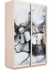 Шкаф 2-створчатый Экспресс 1600x600x2200, Абстракция серая/дуб молочный в Перми - предосмотр