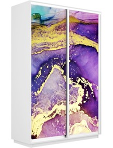 Шкаф Экспресс 1600x600x2400, Абстракция фиолетово-золотая/белый снег в Перми - предосмотр