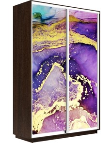 Шкаф 2-х дверный Экспресс 1600x600x2400, Абстракция фиолетово-золотая/венге в Перми