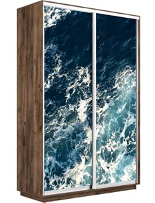 Шкаф 2-дверный Экспресс 1600x600x2400, Морские волны/дуб табачный в Перми