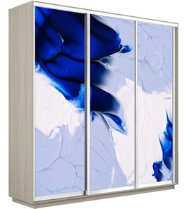 Шкаф 3-дверный Экспресс 1800х450х2400, Абстракция бело-голубая/шимо светлый в Перми