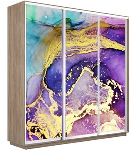 Шкаф Экспресс 1800х450х2400, Абстракция фиолетово-золотая/дуб сонома в Перми