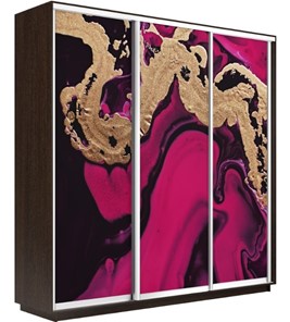 Шкаф 3-х створчатый Экспресс 1800х450х2400, Абстракция розовая/венге в Березниках