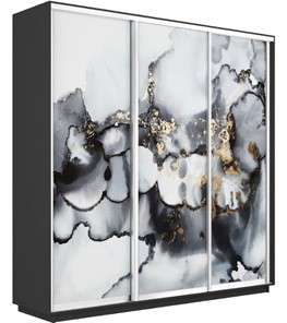 Шкаф 3-х дверный Экспресс 1800х450х2400, Абстракция серая/серый диамант в Соликамске