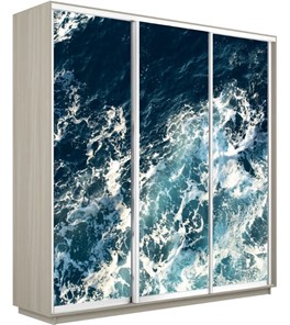 Шкаф 3-дверный Экспресс 1800х450х2400, Морские волны/шимо светлый в Перми