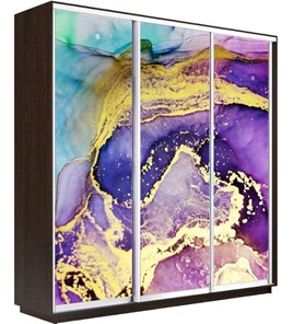 Шкаф 3-створчатый Экспресс 1800х600х2400, Абстракция фиолетово-золотая/венге в Перми