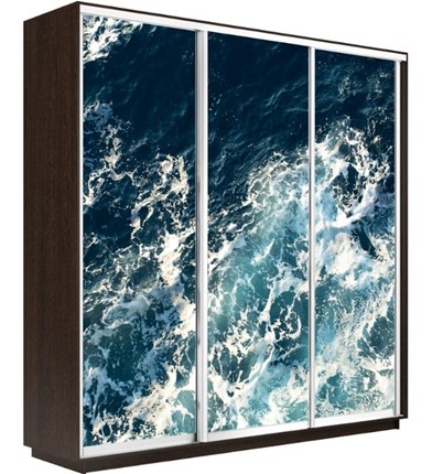 Шкаф 3-дверный Экспресс 1800х600х2400, Морские волны/венге в Перми - изображение