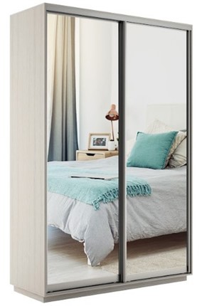 Шкаф 2-дверный Экспресс (2 зеркала) 1200x600x2200, шимо светлый в Березниках - изображение