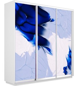 Шкаф 3-х дверный Экспресс 2100х450х2400, Абстракция бело-голубая/белый снег в Перми - предосмотр